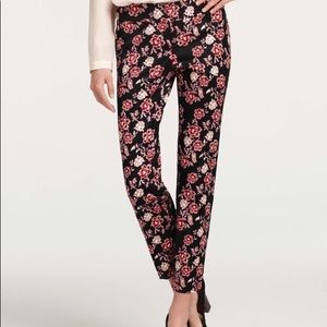 NWOT Ann Taylor petite black red floral pants 8P